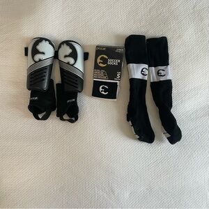 Procat Black and White Soccer Shin Guards and Socks Set Youth Small